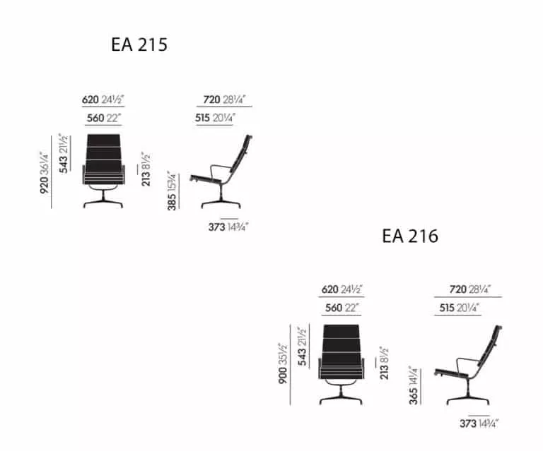 soft pad chairs dimensions ea 215 216